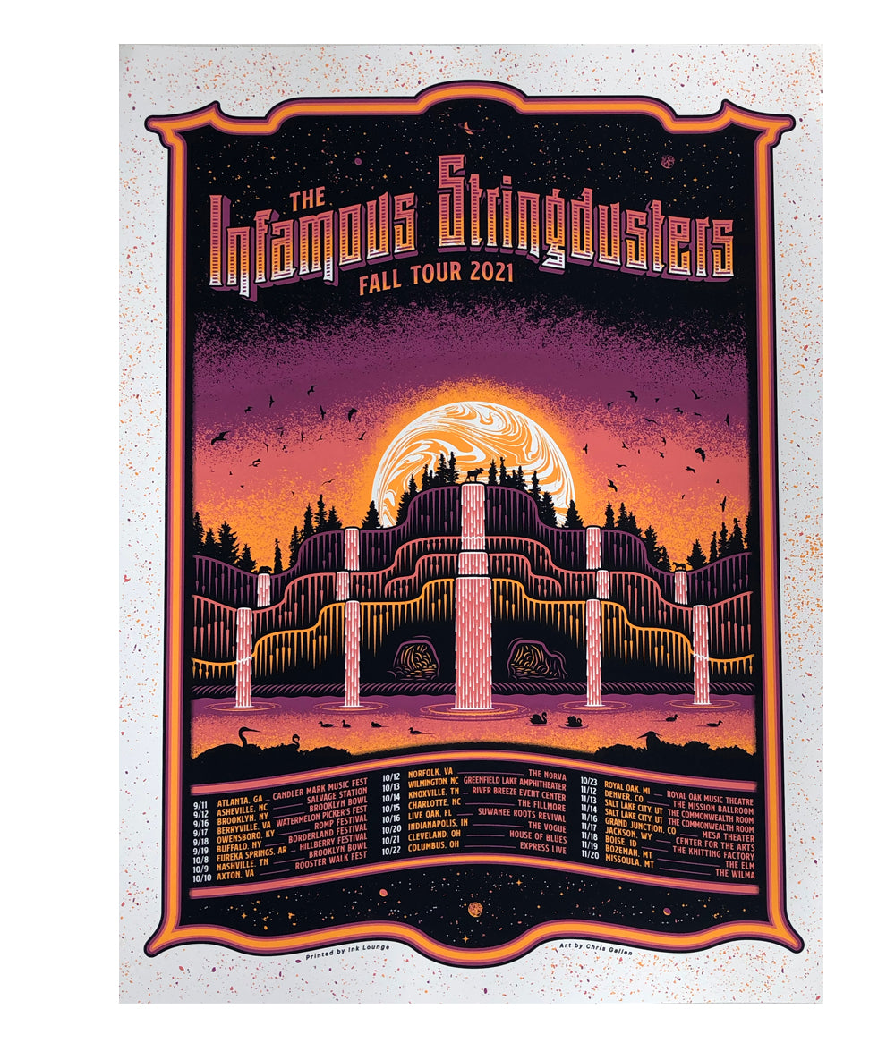 Stringdusters Tour The Infamous Stringdusters Fall 2021 Tour Poster (White)