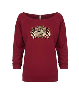The Infamous Stringdusters Logo Womens Long Sleeve Shirt (Maroon)