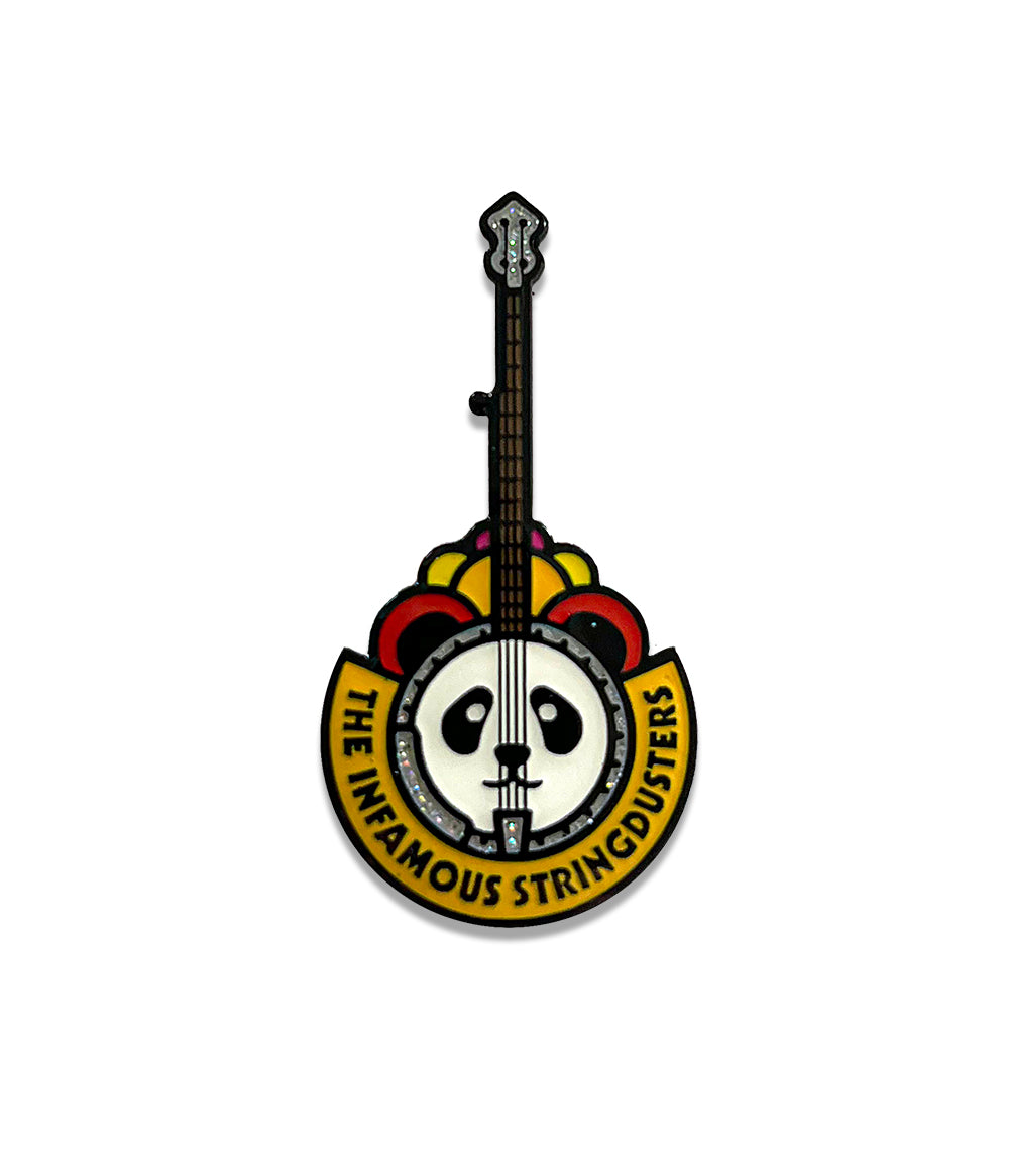 The Infamous Stringdusters x Nate Duval Panda Enamel Pin (Yellow / Red - Ltd to 300)